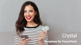  Presentation with mobile phone on car - Presentation theme consisting of phone and a credit card background and a gray colored foreground