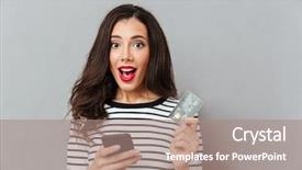 Presentation with credit card - Colorful PPT theme enhanced with phone and a credit card backdrop and a coral colored foreground
