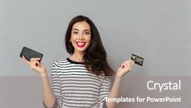  Presentation with credit card - PPT layouts having phone and a credit card background and a gray colored foreground