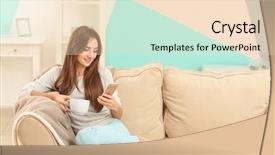  Presentation with cup of lemon tea - PPT layouts having phone and cup of tea background and a  colored foreground