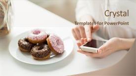  Presentation with food technology - Presentation design featuring phone and donuts counting calories background and a lemonade colored foreground
