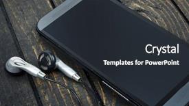  Presentation with wooden board empty table top - Presentation design enhanced with phone and earphones on wooden background and a wine colored foreground