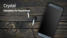  Presentation with old wooden table food - Audience pleasing presentation theme consisting of phone and earphones on wooden backdrop and a  colored foreground