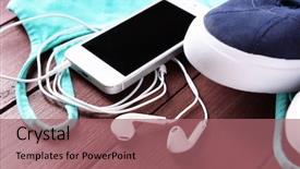  Presentation with touch screen - Theme enhanced with phone and earphones with set background and a coral colored foreground