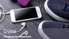  Presentation with sports - PPT theme consisting of phone and earphones with set background and a gray colored foreground