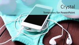  Presentation with sports - PPT theme consisting of phone and earphones with set background and a arctic colored foreground
