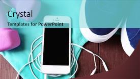  Presentation with sports - Beautiful presentation design featuring phone and earphones with set backdrop and a arctic colored foreground