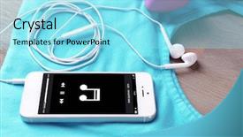  Presentation with sports - Amazing PPT layouts having phone and earphones with set backdrop and a arctic colored foreground