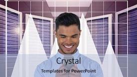  Presentation with man holding phone - Presentation theme featuring phone and graphics in server background and a light blue colored foreground