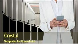  Presentation with server room - Presentation theme consisting of phone and graphics in server background and a  colored foreground