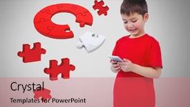  Presentation with composite - PPT layouts enhanced with phone and jigsaw puzzle background and a coral colored foreground