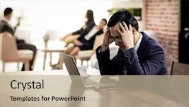  Presentation with smart factory data - PPT theme with phone and laptop and fail background and a mint green colored foreground