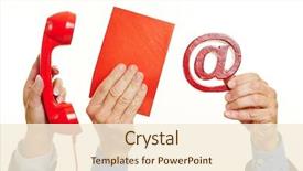  Presentation with mail - Audience pleasing PPT theme consisting of phone and mail as communication backdrop and a cream colored foreground