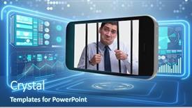  Presentation with phone addiction - Audience pleasing theme consisting of phone and social media addiction backdrop and a ocean colored foreground