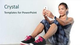  Presentation with asian music - Beautiful slides featuring phone app and smartwatch fitness backdrop and a sky blue colored foreground