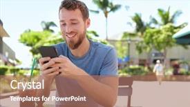  Presentation with smartphone app - Theme with phone app text messaging sms background and a coral colored foreground