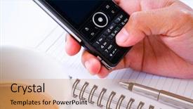  Presentation with coffee book - Slide set consisting of phone arranged over the book background and a coral colored foreground