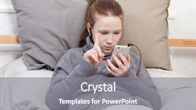  Presentation with teenage girl - Presentation design enhanced with phone at home and show background and a  colored foreground