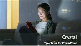  Presentation with smart home - Amazing PPT theme having phone at home with window backdrop and a  colored foreground