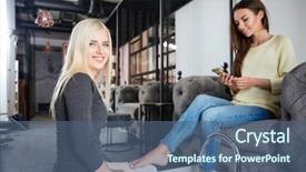  Presentation with beauty salon design - Beautiful theme featuring phone at the beauty salon backdrop and a ocean colored foreground