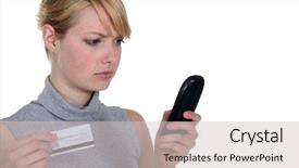  Presentation with banking - Amazing presentation design having phone banking - woman calling her bank backdrop and a soft green colored foreground