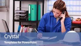  Presentation with safety construction worker in construction - PPT layouts enhanced with phone book - female construction worker taking background and a ocean colored foreground