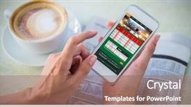  Presentation with gambling - Slide set consisting of phone by coffee and newspaper background and a coral colored foreground