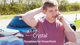  Presentation with traffic accident - Beautiful presentation design featuring phone call after traffic accident backdrop and a violet colored foreground