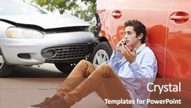  Presentation with traffic accident - Presentation featuring phone call after traffic accident background and a tawny brown colored foreground