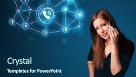  Presentation with pretty girl - Amazing presentation design having background networks - pretty young girl making phone backdrop and a ocean colored foreground