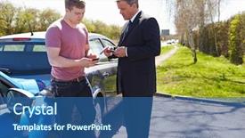  Presentation with traffic accident - Presentation theme with phone calls after traffic accident background and a ocean colored foreground