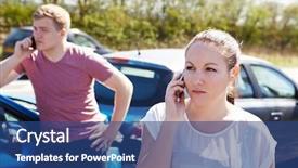 Presentation with traffic accident - Audience pleasing presentation consisting of phone calls after traffic accident backdrop and a ocean colored foreground
