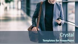  Presentation with sms - Slides enhanced with phone commuting walking in airport background and a ocean colored foreground