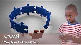  Presentation with puzzle pieces - Amazing PPT layouts having phone device and jigsaw puzzle backdrop and a coral colored foreground