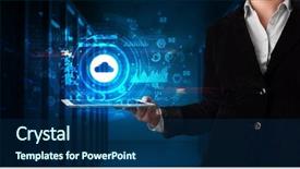  Presentation with cloud technology - Cool new presentation theme with phone directory - hand holding tablet with cloud backdrop and a  colored foreground