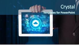  Presentation with healthcare technology cloud - Audience pleasing PPT theme consisting of phone directory - hand holding tablet with cloud backdrop and a  colored foreground