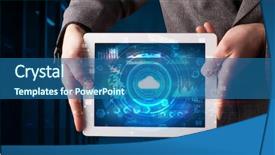  Presentation with healthcare technology internet of things cloud - Amazing slides having phone directory - hand holding tablet with cloud backdrop and a ocean colored foreground