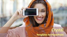  Presentation with wind energy close up portrait - PPT theme with phone display close up portrait background and a tawny brown colored foreground