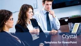  Presentation with phone meeting - Presentation theme having phone during a conference call background and a ocean colored foreground