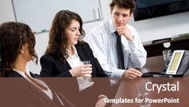  Presentation with phone meeting - PPT theme featuring phone during a conference call background and a violet colored foreground