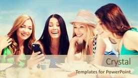  Presentation with shells beach summer holiday - Audience pleasing PPT theme consisting of phone group - summer holidays vacation and technology backdrop and a lemonade colored foreground