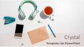  Presentation with educational - Slide deck having phone-head-phones-note background and a lemonade colored foreground