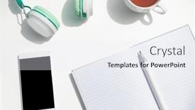  Presentation with educational - Theme having phone-head-phones-note background and a  colored foreground