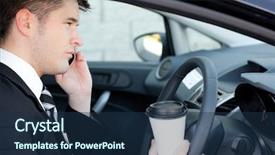  Presentation with animated - PPT theme having phone in a car background and a navy blue colored foreground