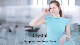  Presentation with public speaking - Slide set consisting of phone in a public area background and a  colored foreground