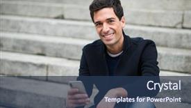  Presentation with environment - Beautiful slide set featuring phone in an urban environment backdrop and a ocean colored foreground