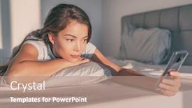  Presentation with phone addiction - Colorful slide deck enhanced with phone-in-bed-young-asian backdrop and a coral colored foreground