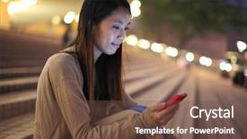  Presentation with park night city - Presentation theme with phone in city at night background and a tawny brown colored foreground