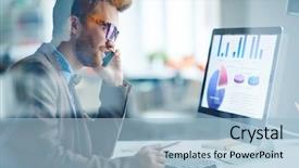  Presentation with speaking - Slides enhanced with phone in front of computer background and a light blue colored foreground