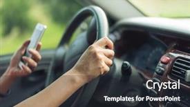  Presentation with women driving - PPT layouts featuring phone in hand while driving background and a  colored foreground